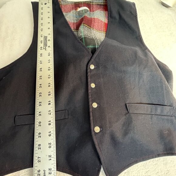 Vintage Thread Baron Clothing Mens Vest With Plaid Lining Brass Buttons Black - Picture 8 of 8